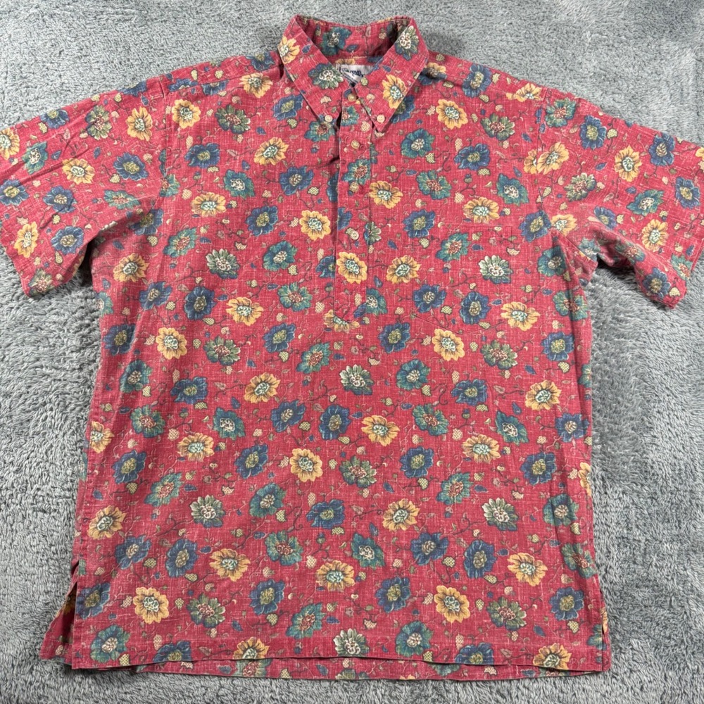 Vintage Reyn Spooner Floral Pullover Shirt Mens Large Made in USA Button Shirt
